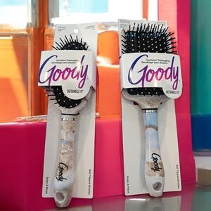 Set Of 2 New Goody Hair Brushes Paddle Brush & Oval Brush Marble Handles
